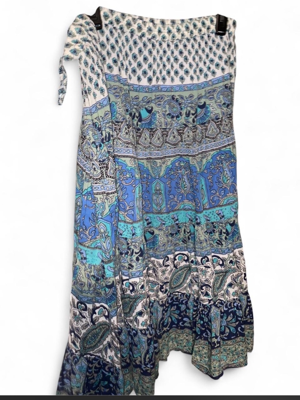 Vintage 100% Cotton Boho Paisley Maxi Skirt with liner elastic waistband fairy